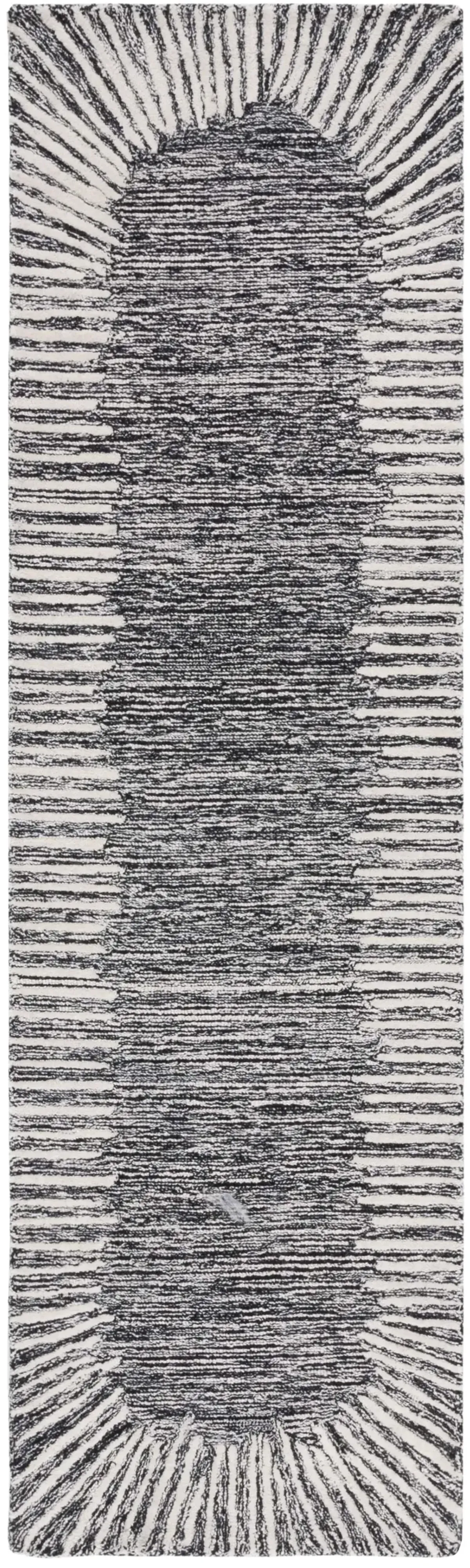 ABSTRACT 478 BLACK  2'-3' x 10' Runner Rug