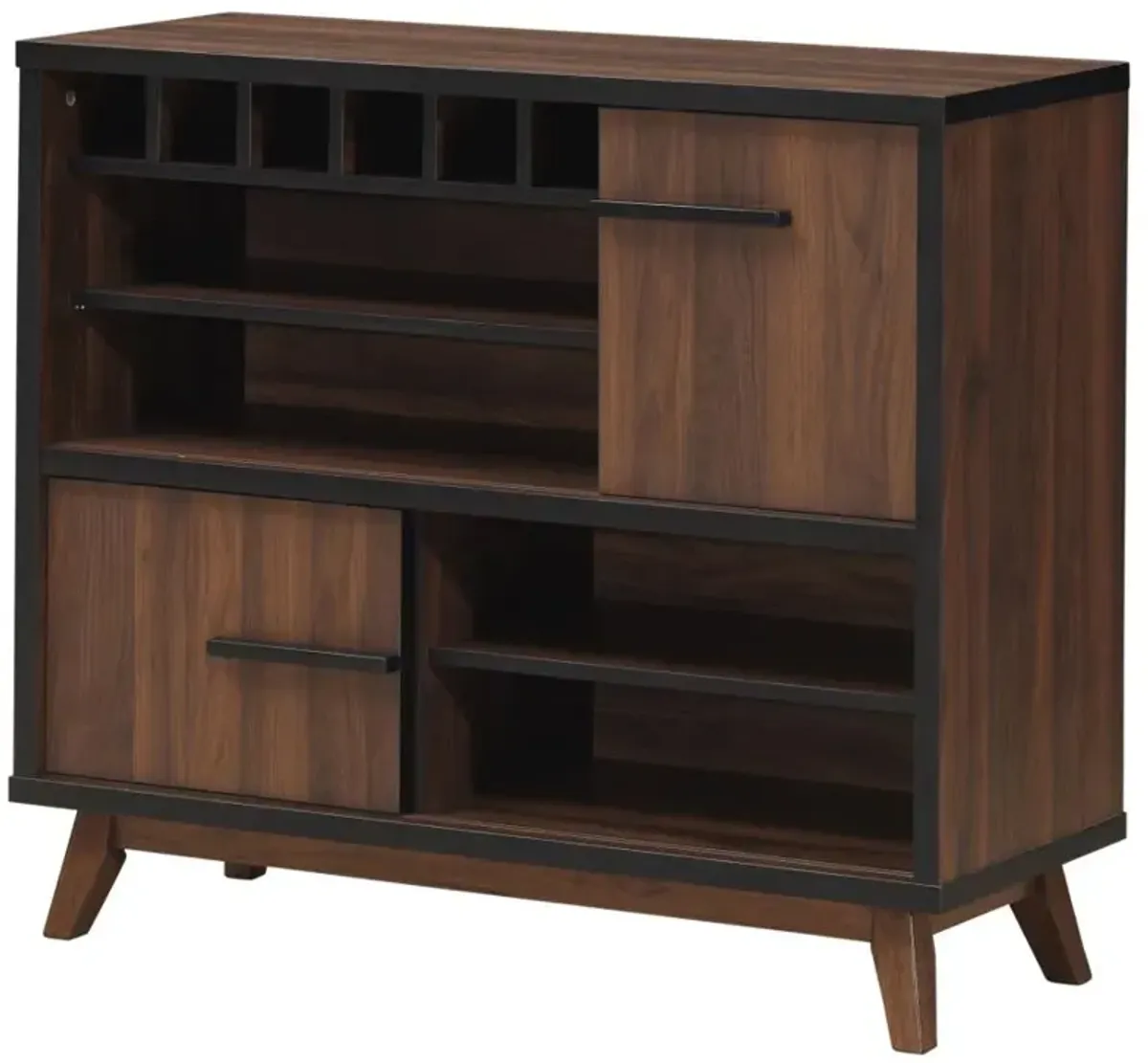 Ezekiel Wine Cabinet with 2 Sliding Doors Walnut and Black