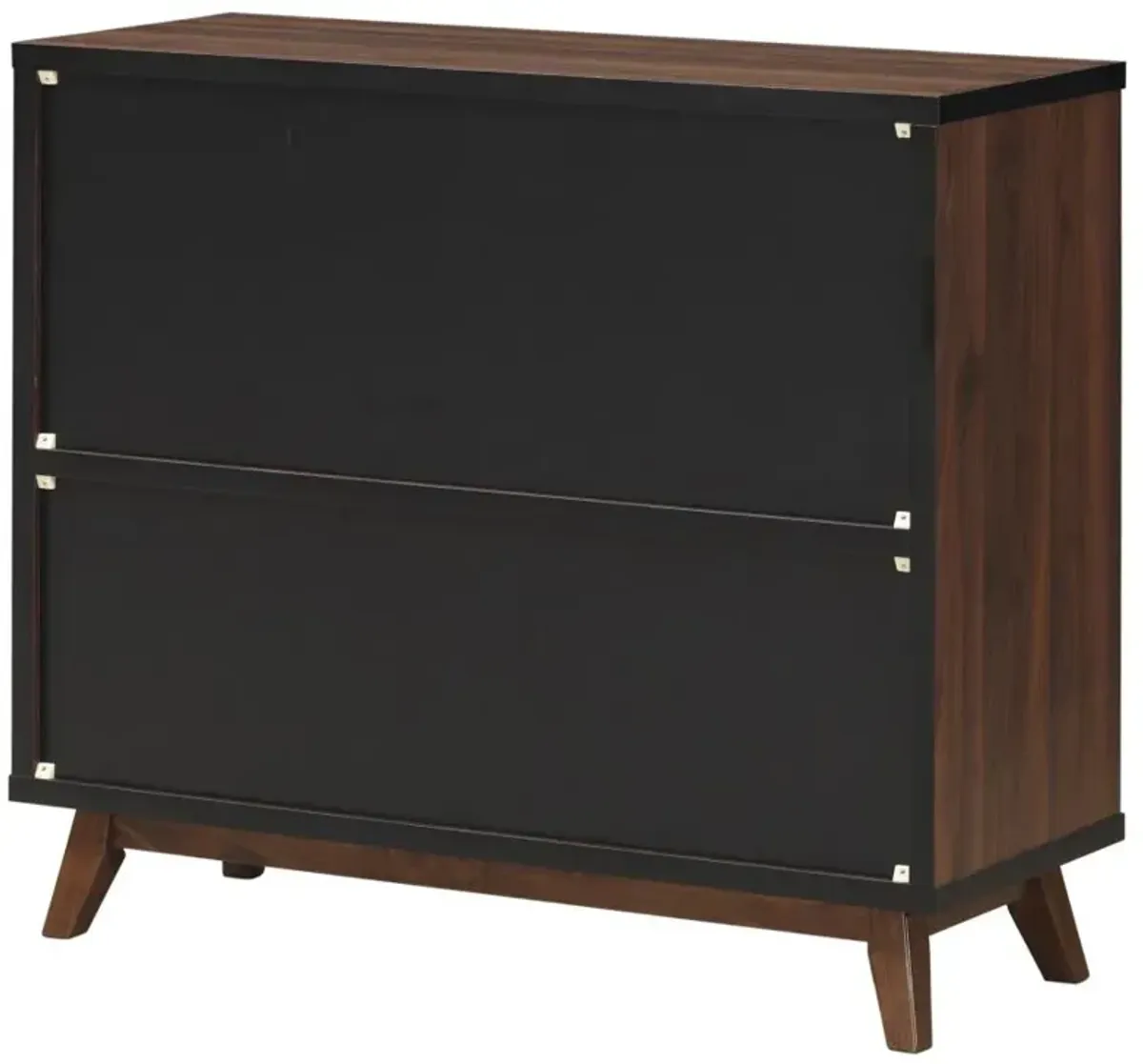 Ezekiel Wine Cabinet with 2 Sliding Doors Walnut and Black