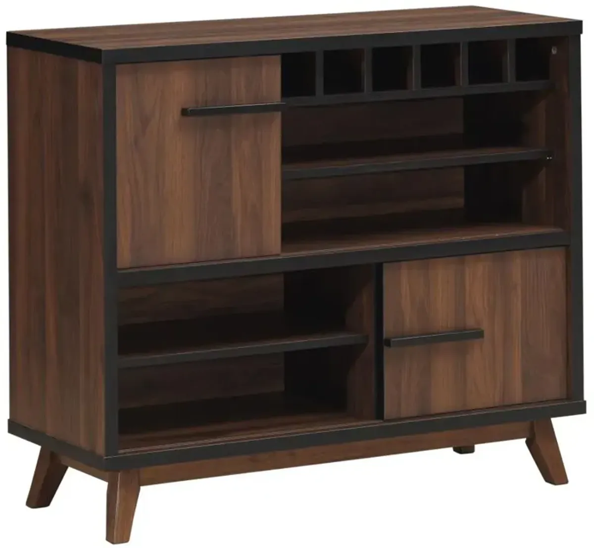 Ezekiel Wine Cabinet with 2 Sliding Doors Walnut and Black