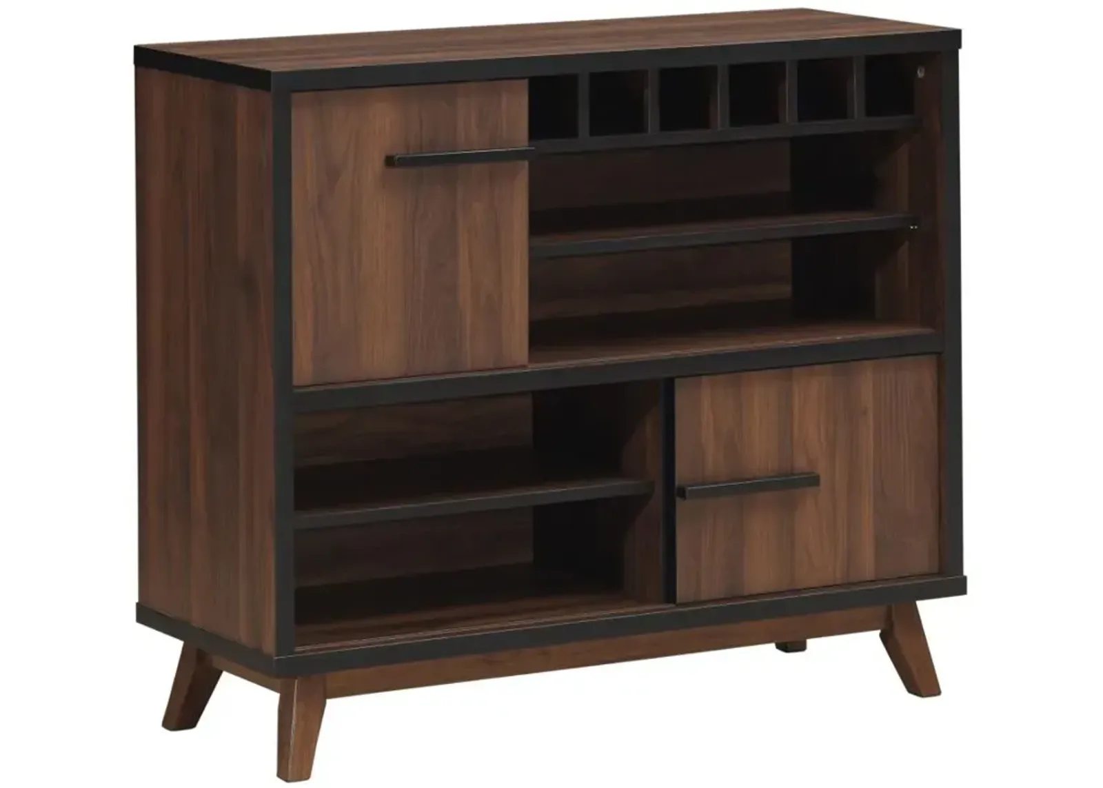 Ezekiel Wine Cabinet with 2 Sliding Doors Walnut and Black