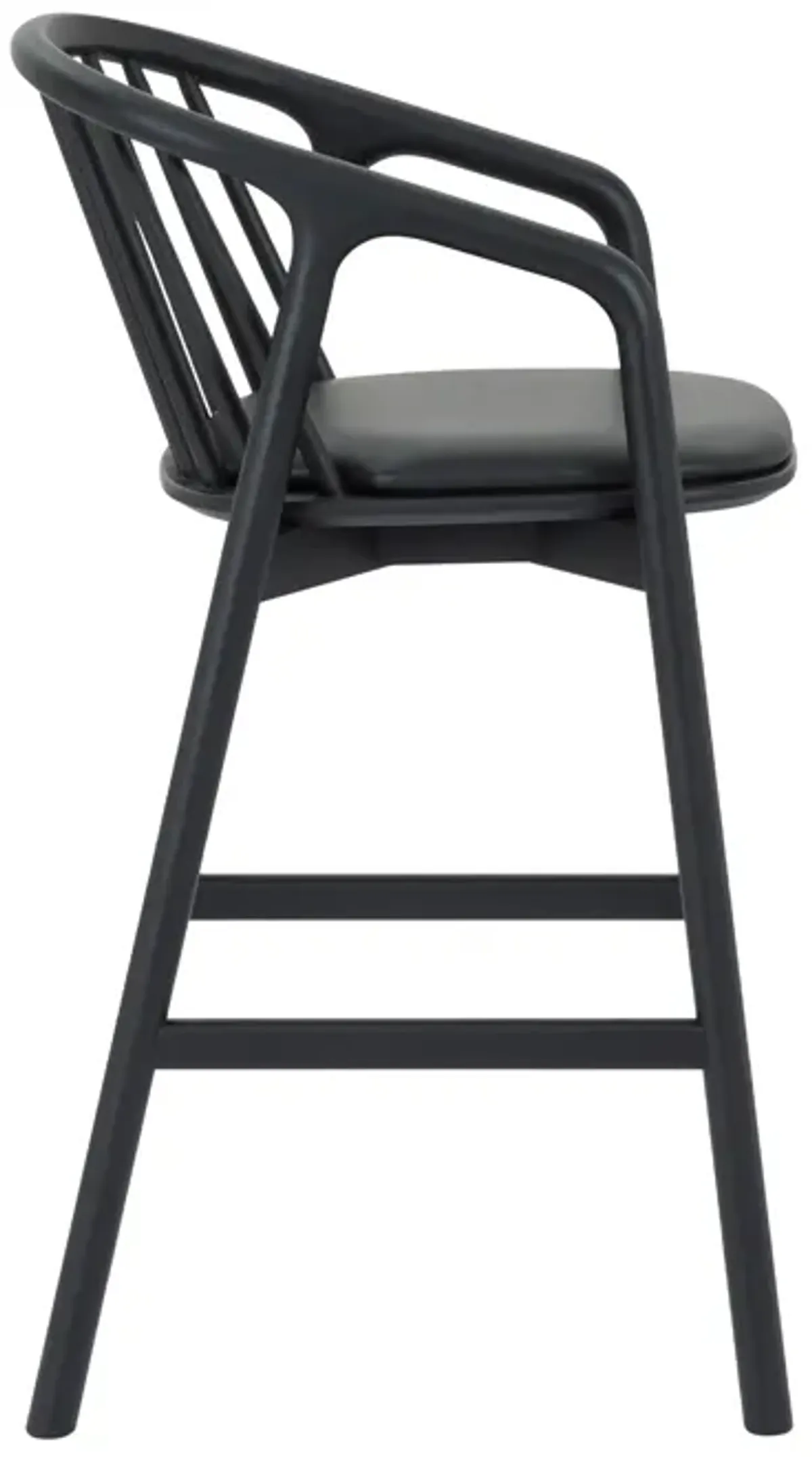 Echo Black Oak Wood and Faux Leather Bar Stool