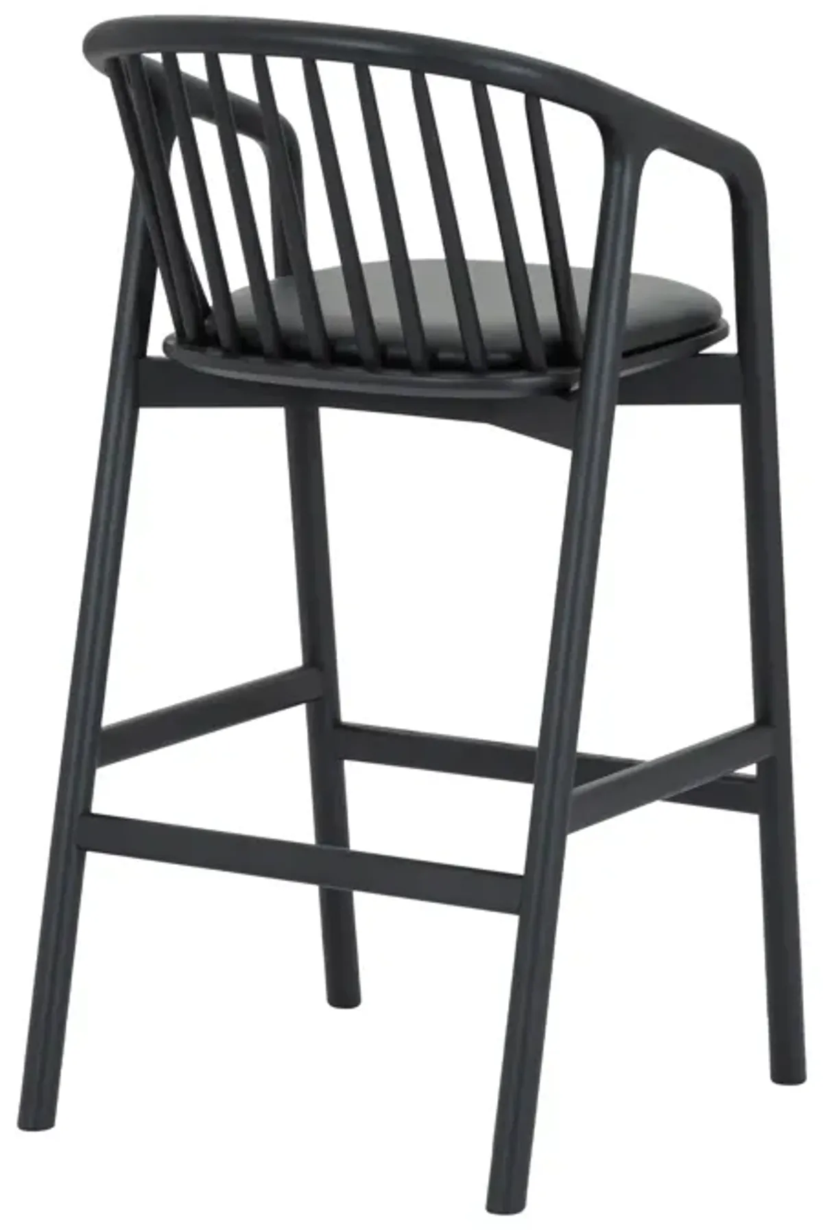 Echo Black Oak Wood and Faux Leather Bar Stool