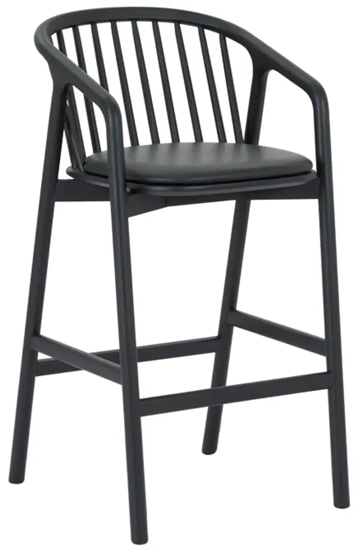 Echo Black Oak Wood and Faux Leather Bar Stool