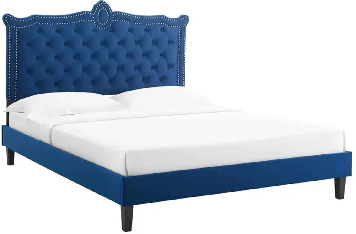 Clara Performance Velvet Queen Platform Bed