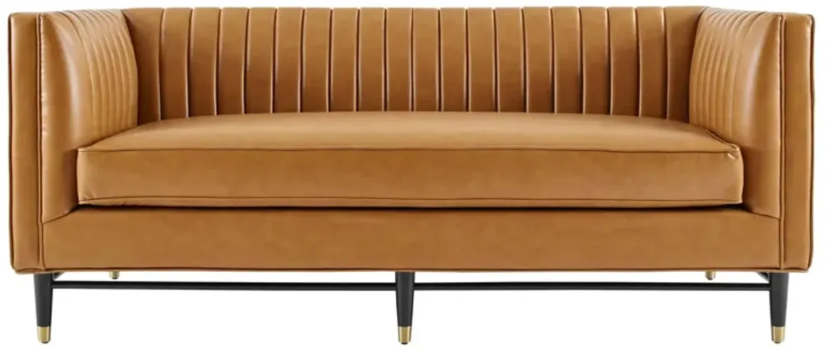 Devote Channel Tufted Vegan Leather Loveseat