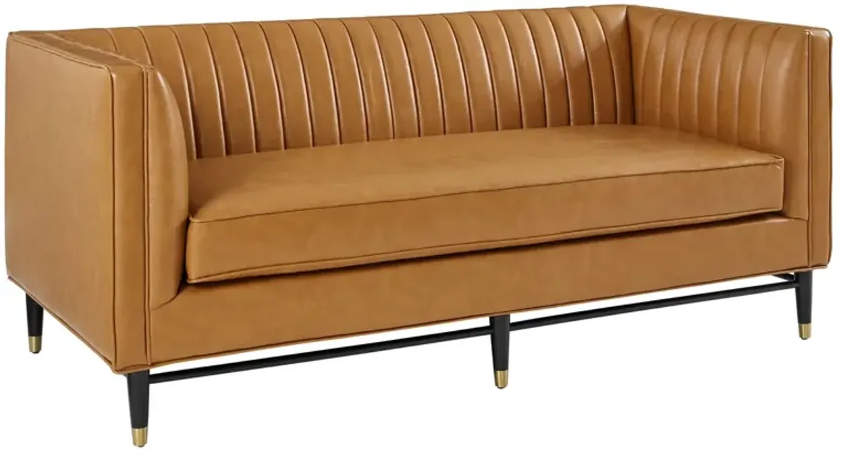 Devote Channel Tufted Vegan Leather Loveseat