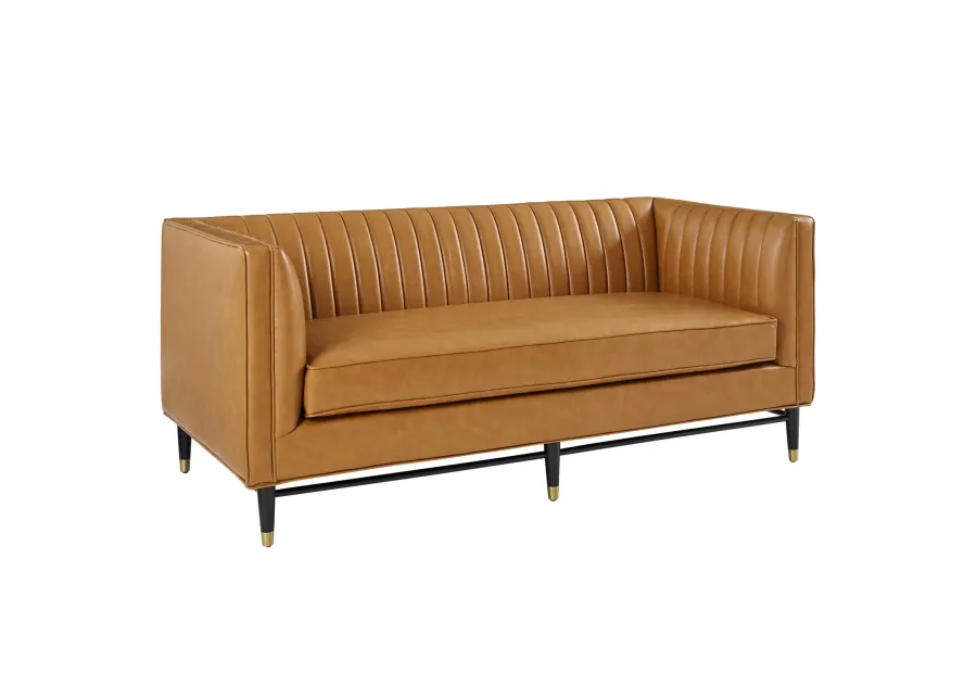 Devote Channel Tufted Vegan Leather Loveseat