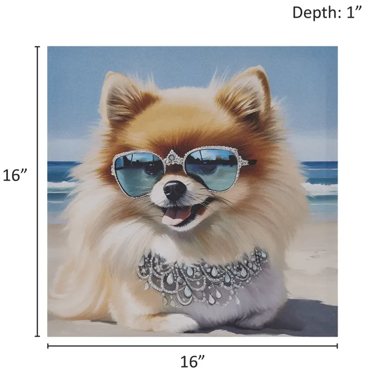 Beach Dogs Pomeranian Canvas Wall Art