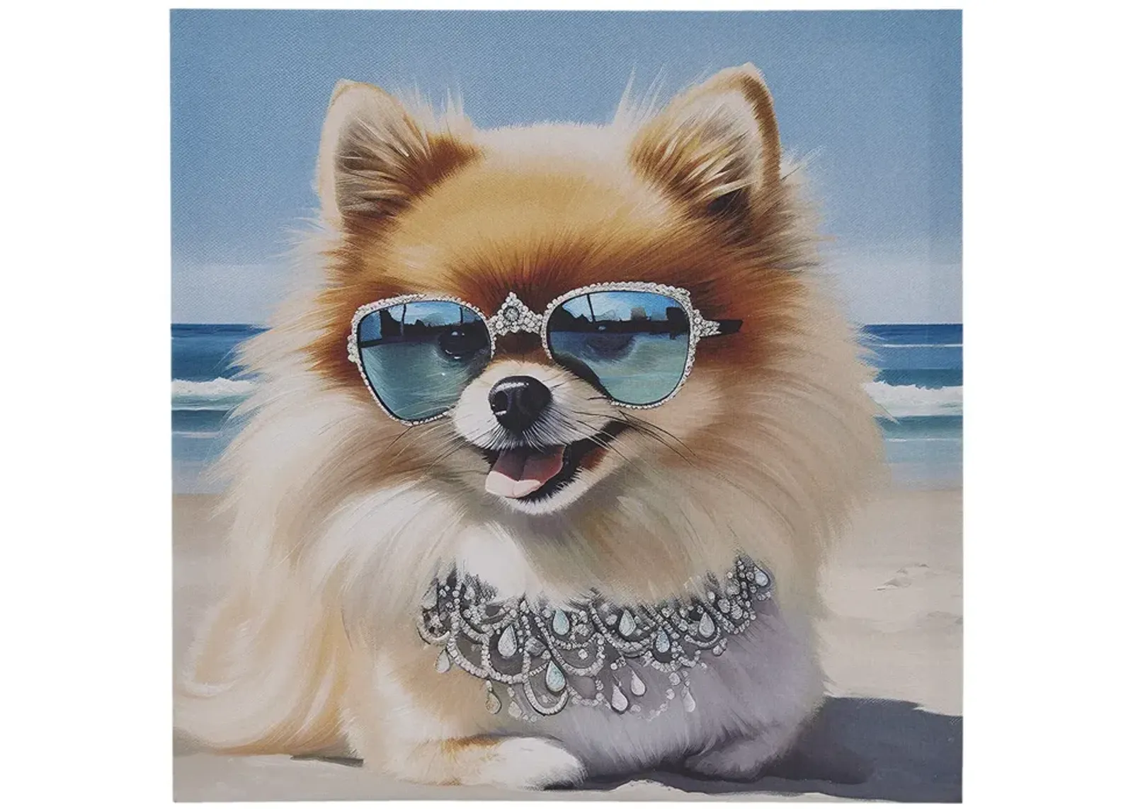 Beach Dogs Pomeranian Canvas Wall Art