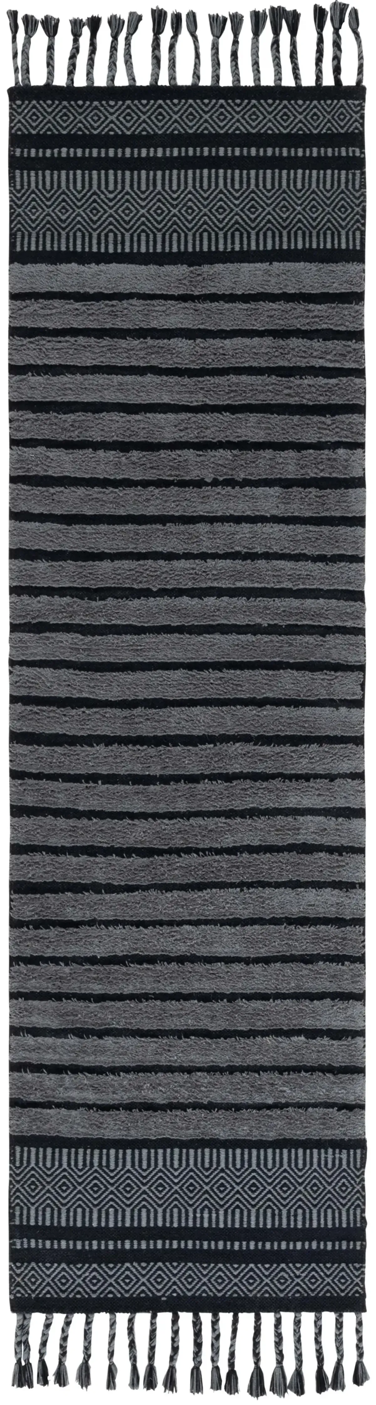 KILIM COLLECTION 401 BLACK  2'-3' x 8' Runner Rug