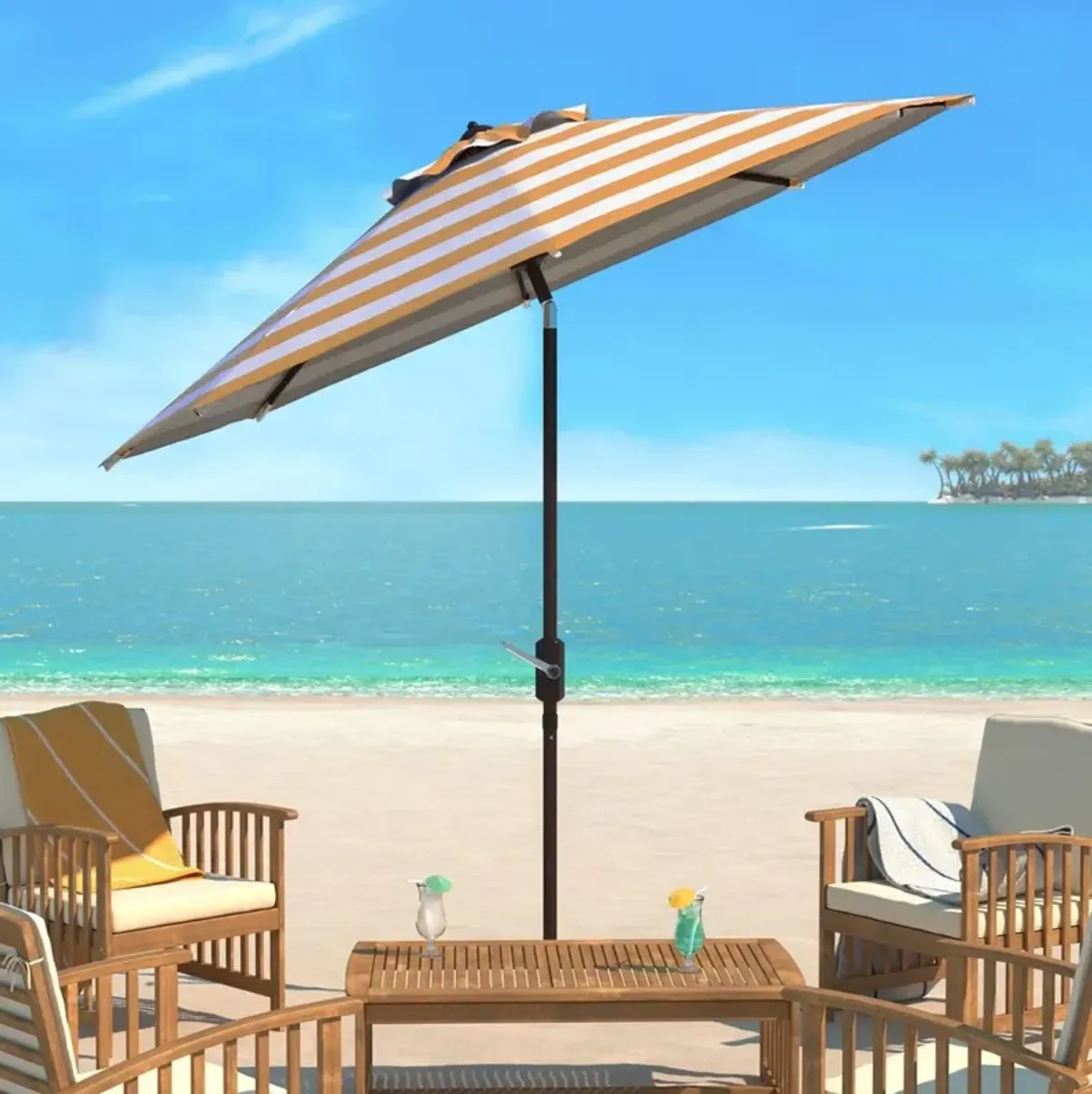 Uv Resistant Iris Fashion Line 9ft Auto Tilt Umbrella