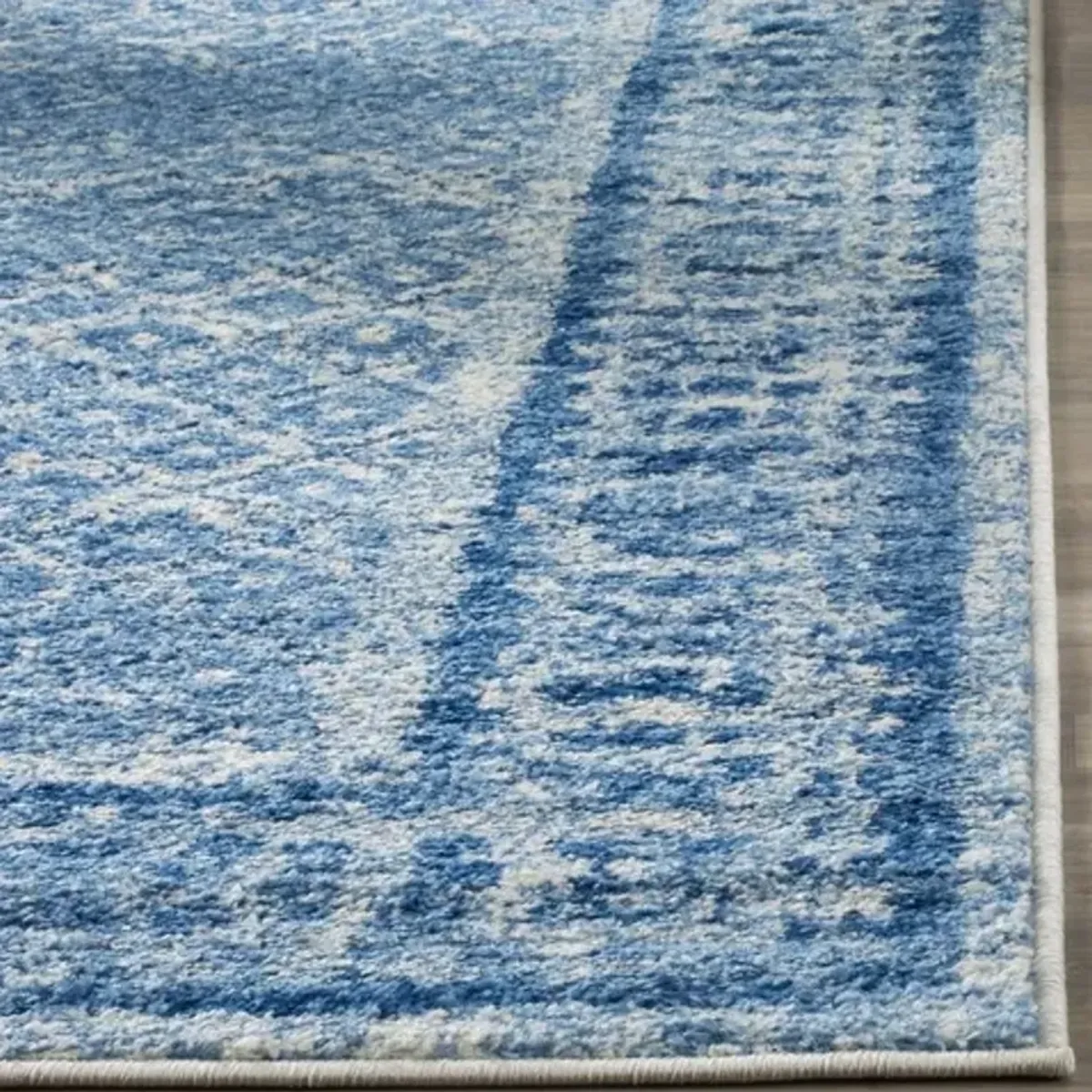 Adirondack Contemporary Silver / Blue 2'-6" X 12' Powerloomed Rug