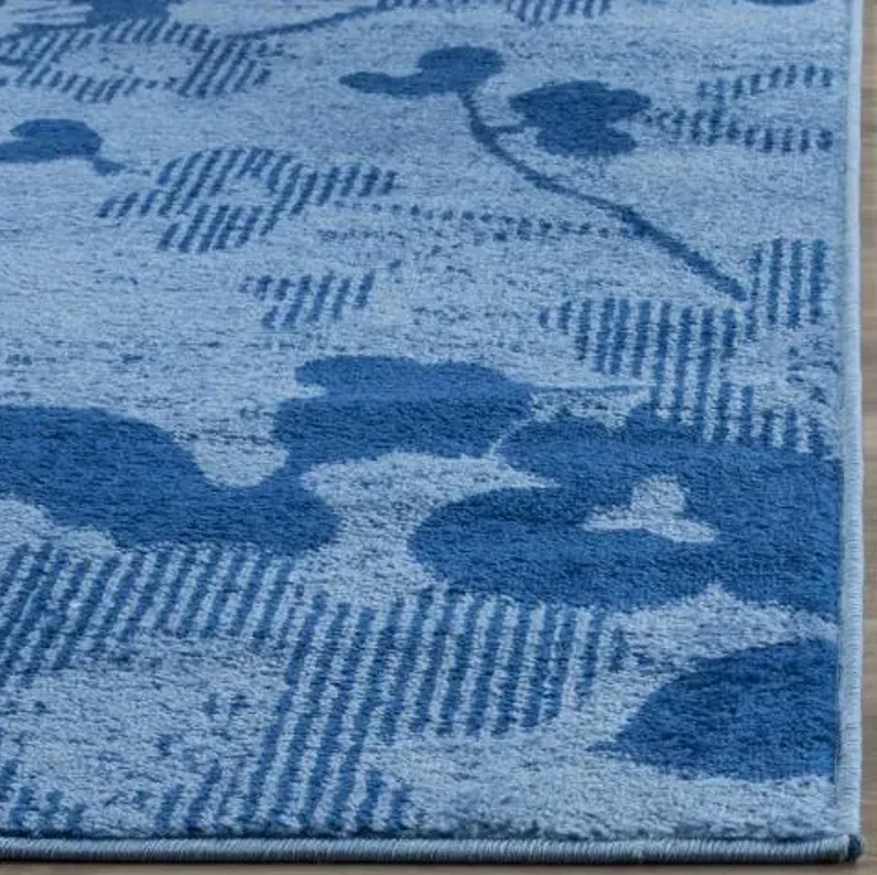 Adirondack Contemporary Light Blue / Dark Blue 2'-6" X 12' Powerloomed Rug