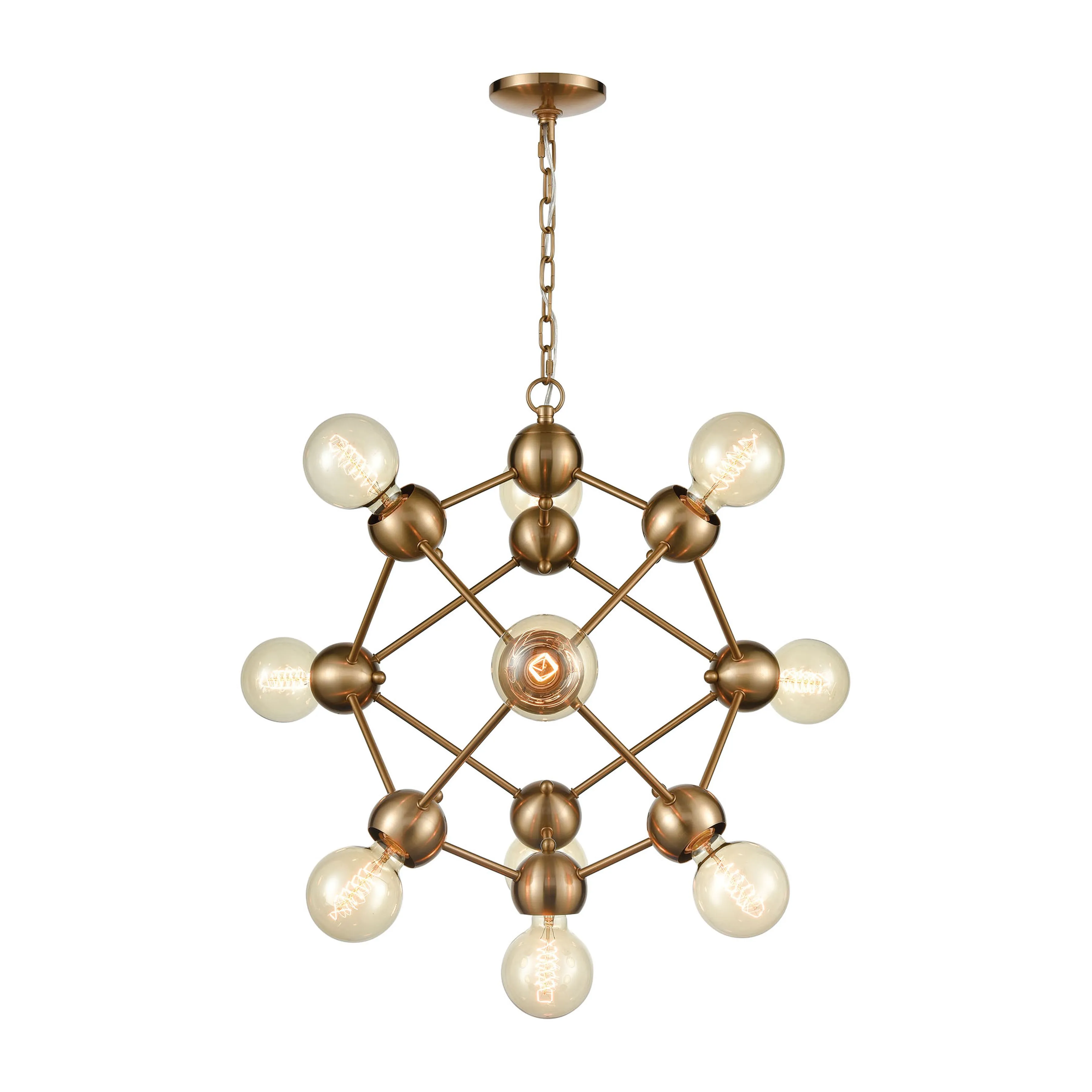 Grow from Here 10-Light Chandelier in Satin Brass