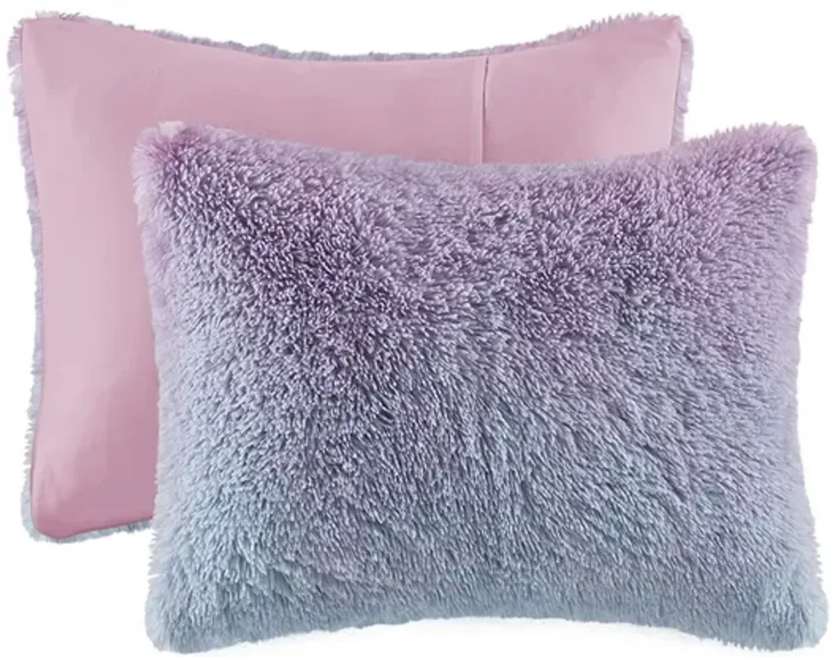 Mi Zone Primrose Purple Multi Ombre Shaggy Faux Fur Comforter Set