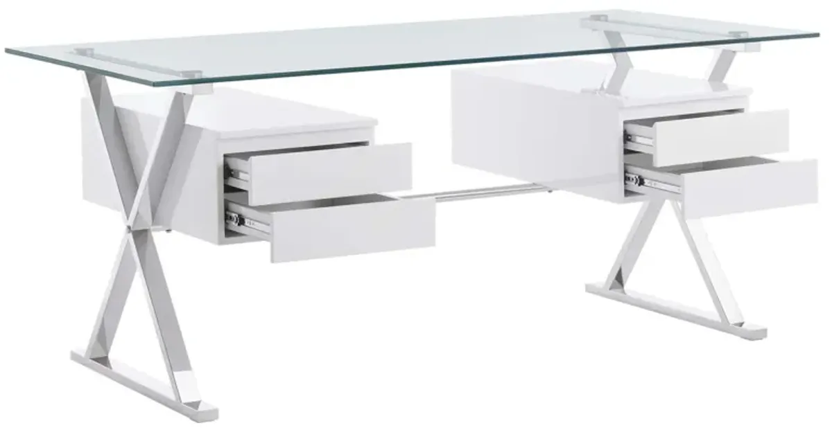 Sector 71" Glass Top Glass Office Desk