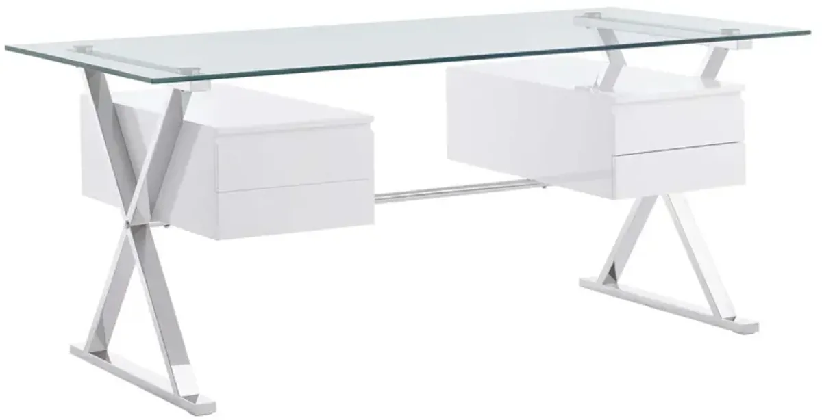 Sector 71" Glass Top Glass Office Desk