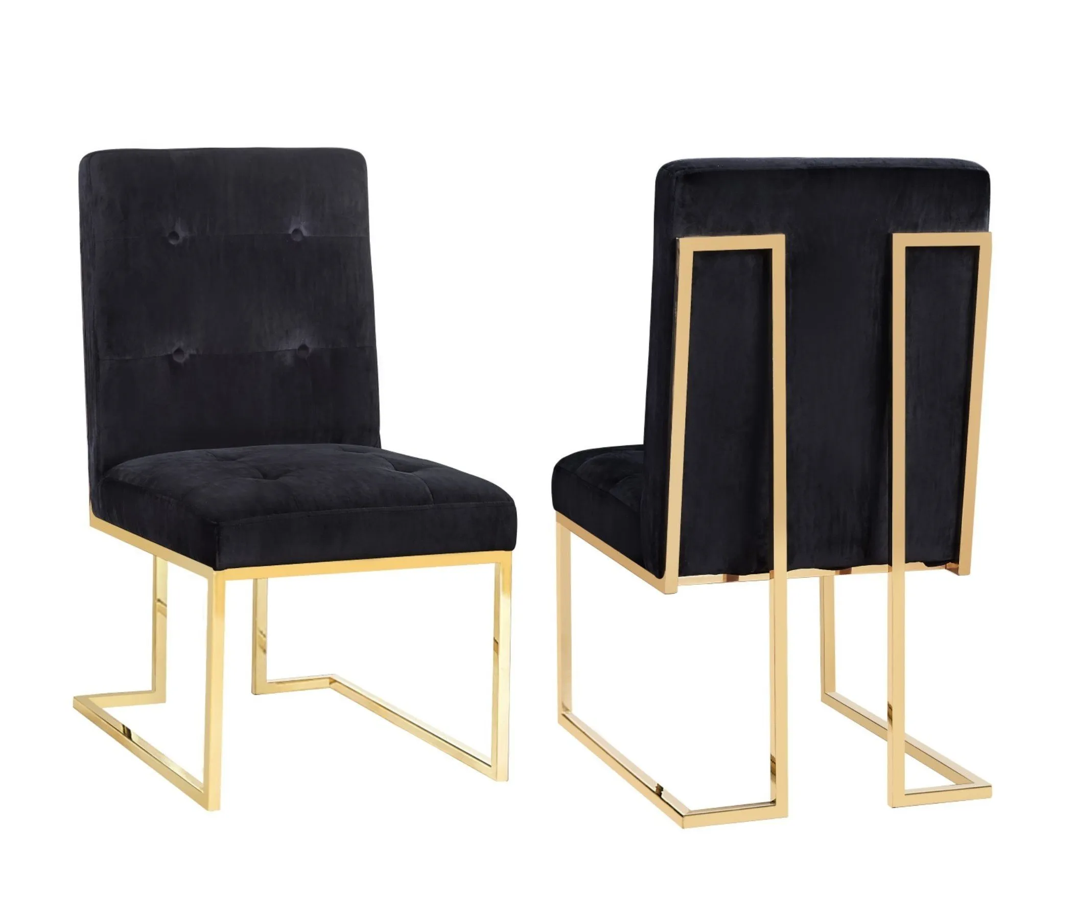 akiko black velvet chair - set of 2