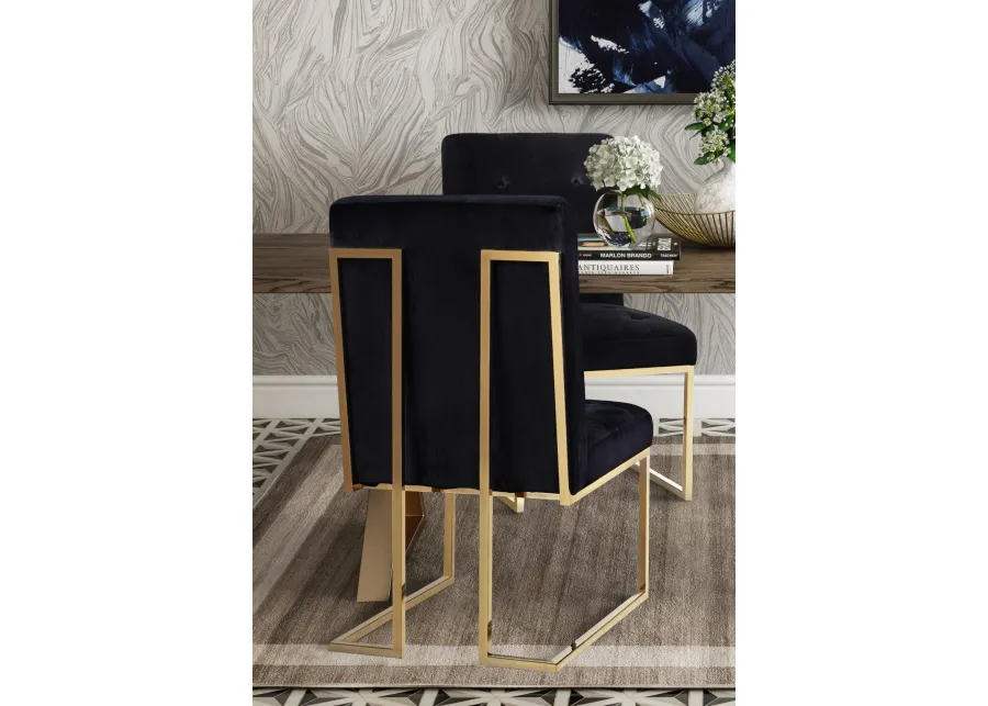 akiko black velvet chair - set of 2