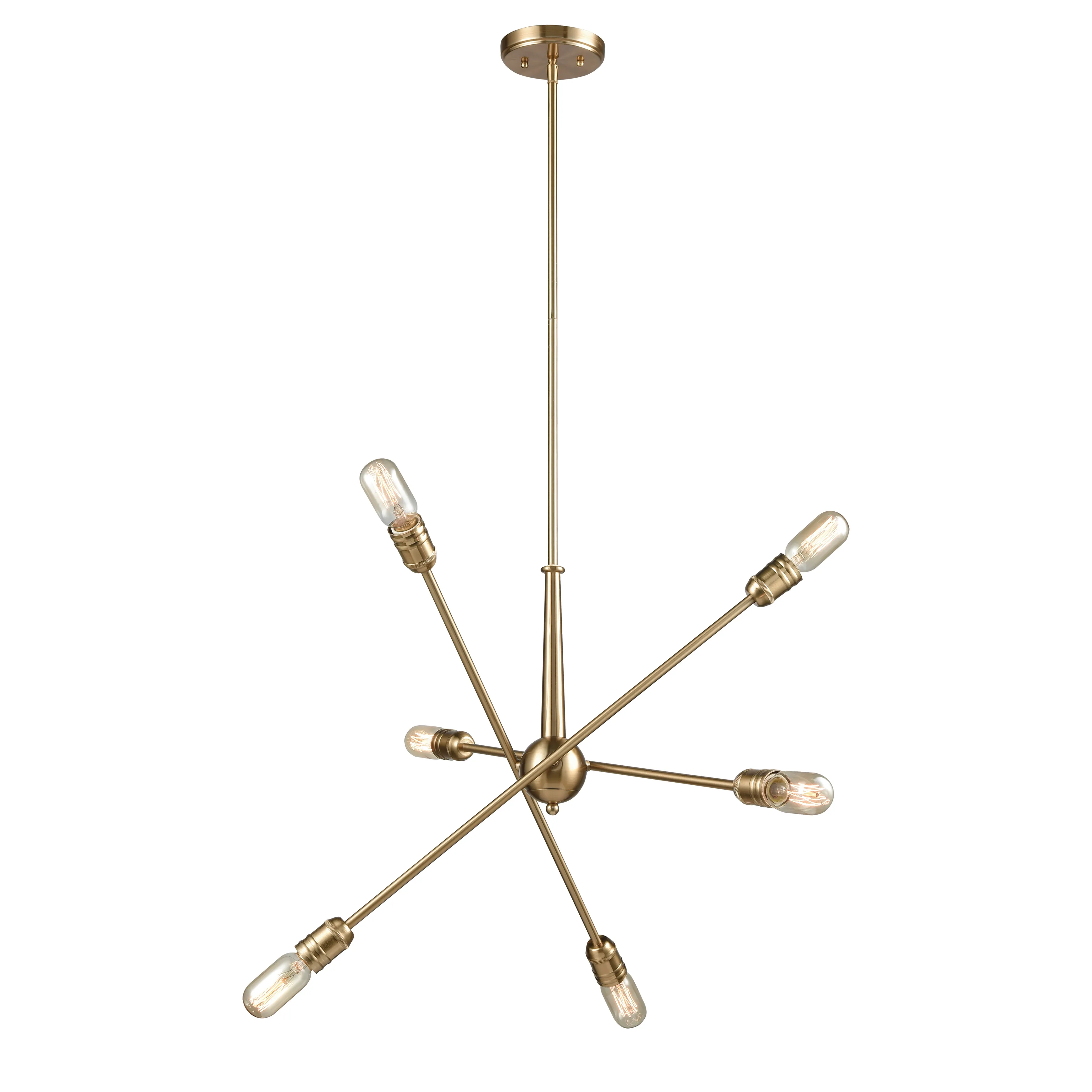 Delphine 28" Wide 6-Light Chandelier - Satin Brass