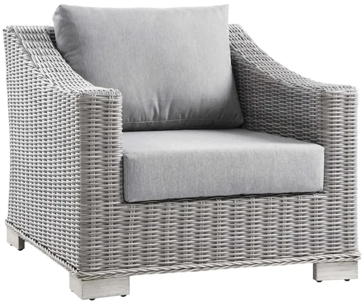 Conway Outdoor Patio Wicker Rattan 2-Piece Armchair and Ottoman Set