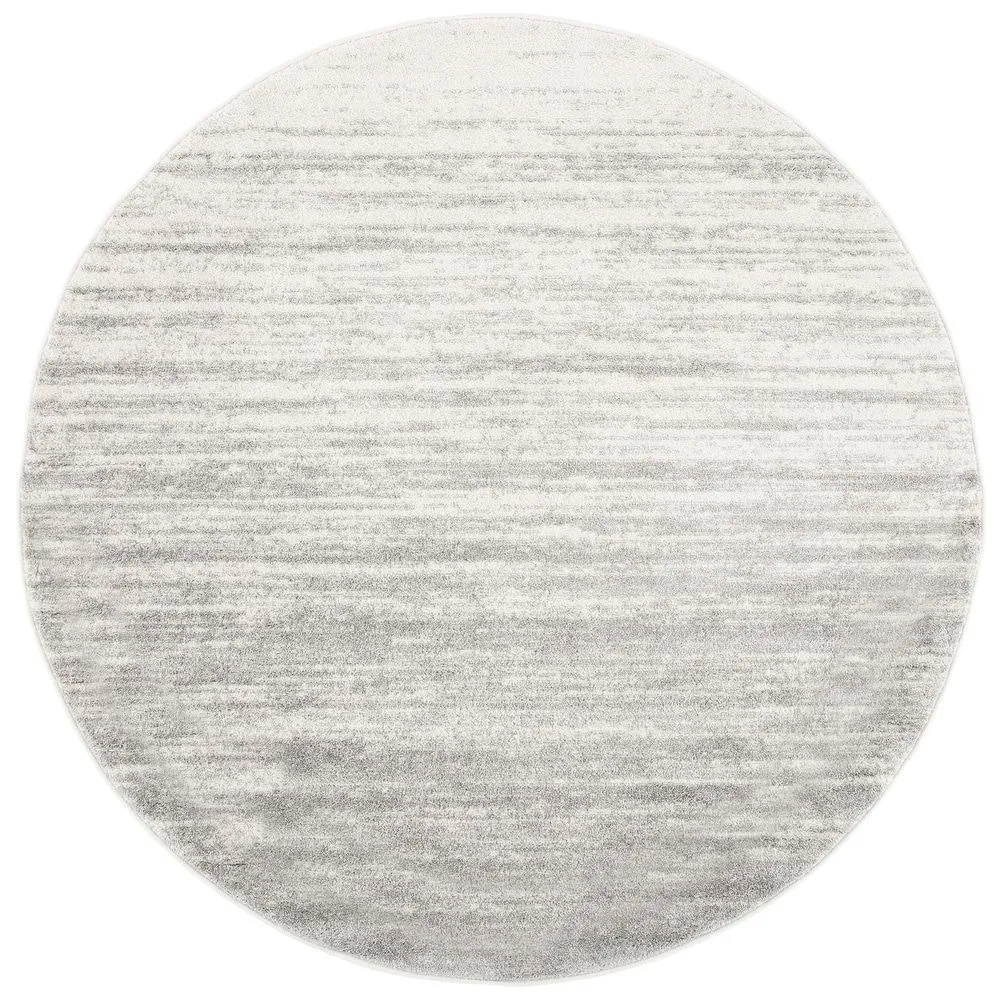 Adirondack Contemporary Ivory / Silver 8' X 8' Round Powerloomed Rug