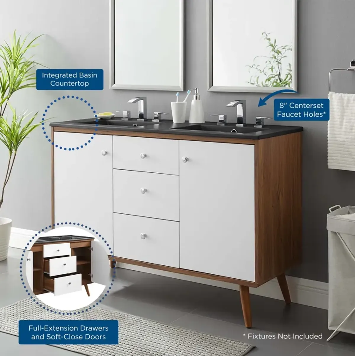 Transmit 48" Double Sink Bathroom Vanity