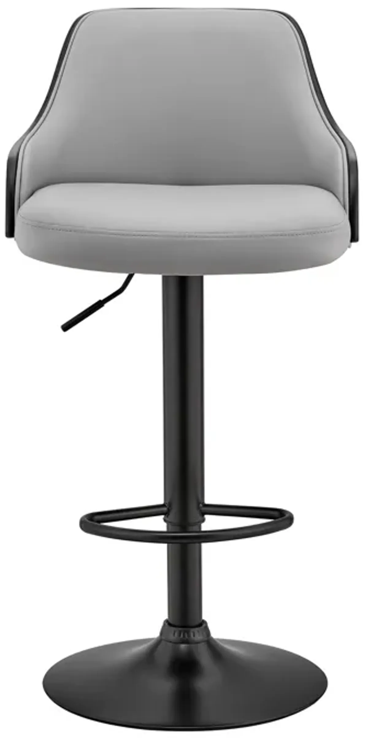 Asher Adjustable Grey Faux Leather and Black Finish Bar Stool