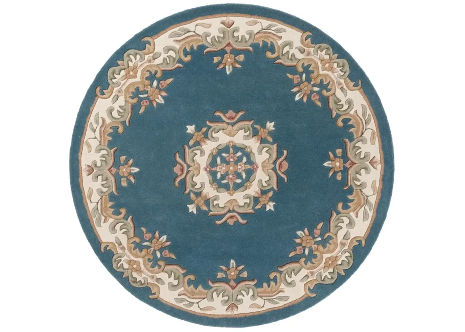 AUBUSSON 301 BLUE  6' x 6' Round Round Rug