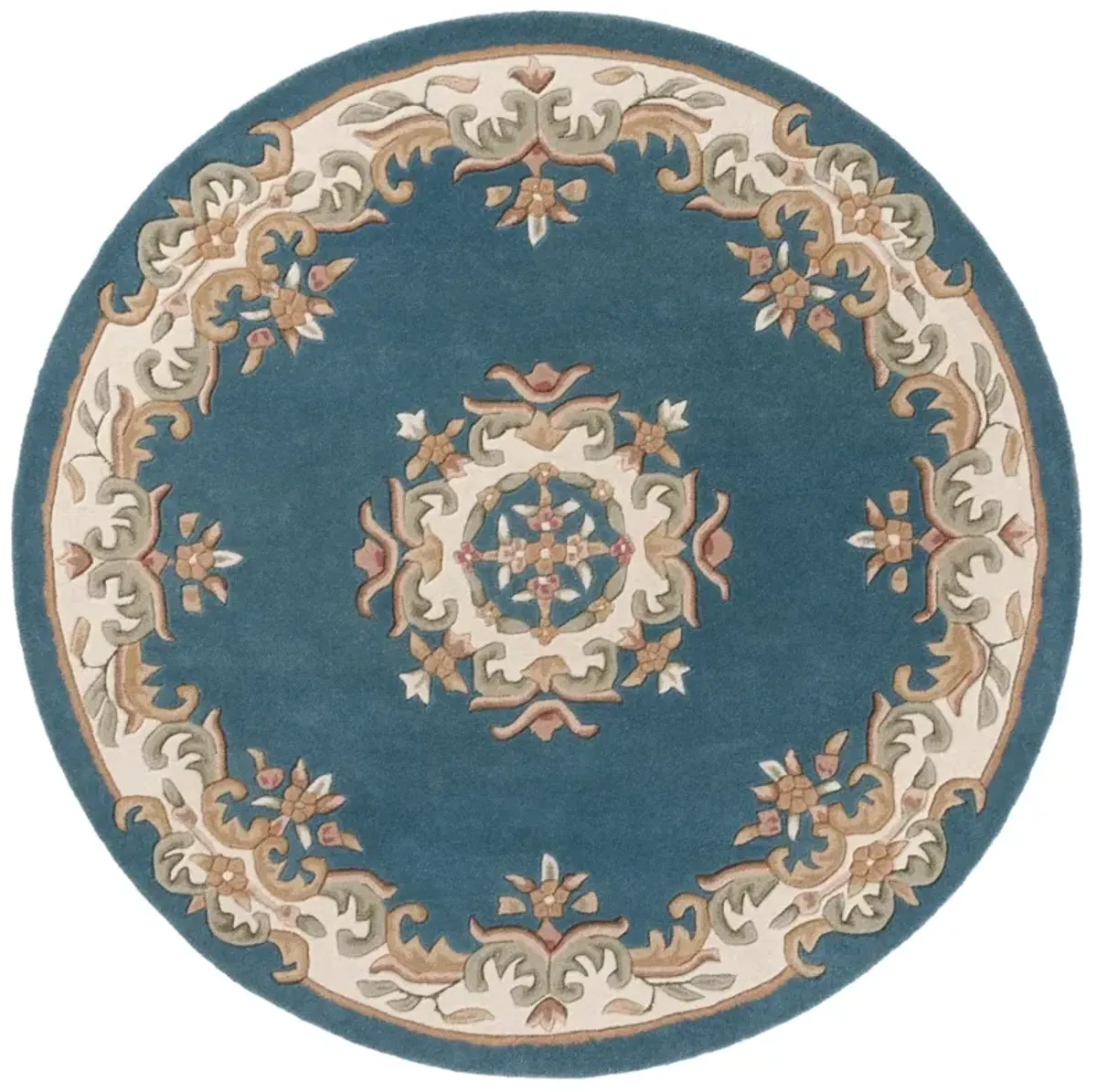 AUBUSSON 301 BLUE  6' x 6' Round Round Rug