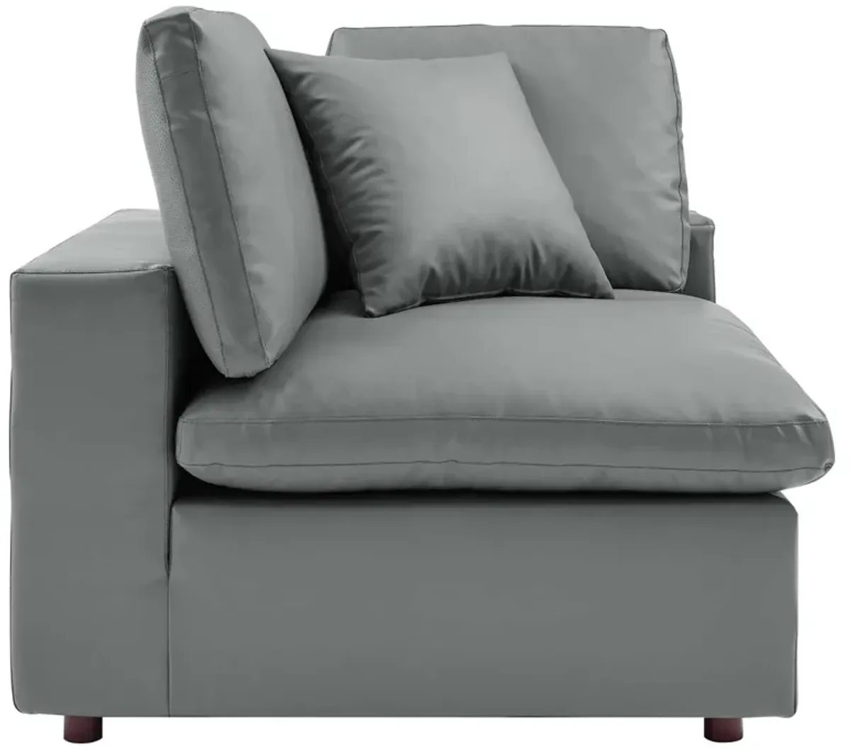 Commix Down Filled Overstuffed Vegan Leather Corner Chair