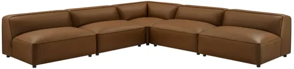 Auren 5-Piece Upholstered Armless L-Shaped Vegan Leather Modular Sofa by Modway