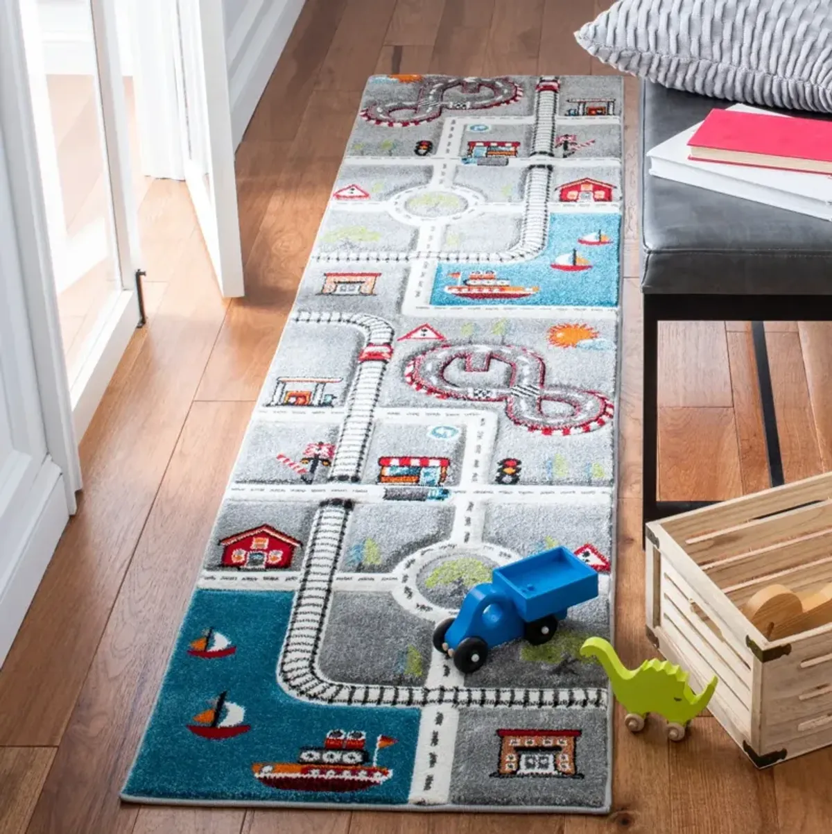 CAROUSEL KIDS 192 GREY  2'-3' x 14' Runner Rug