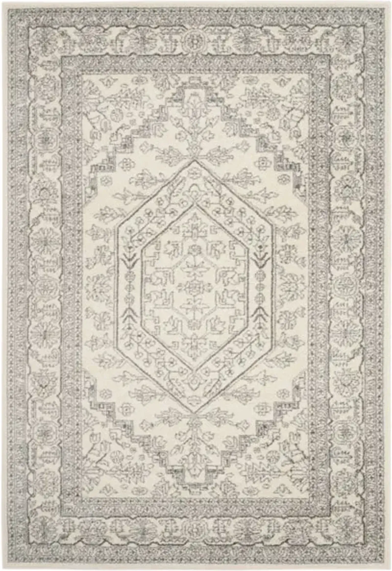 Adirondack Contemporary Ivory / Silver 5'-1" X 7'-6" Powerloomed Rug