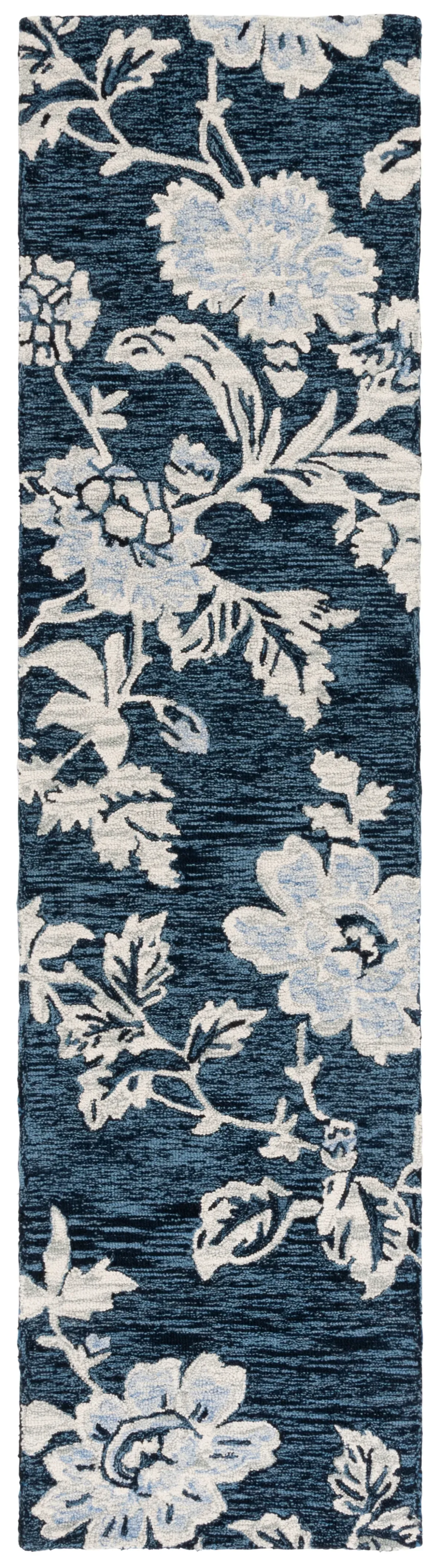 JARDIN 603 NAVY  2'-3' x 9' Runner Rug