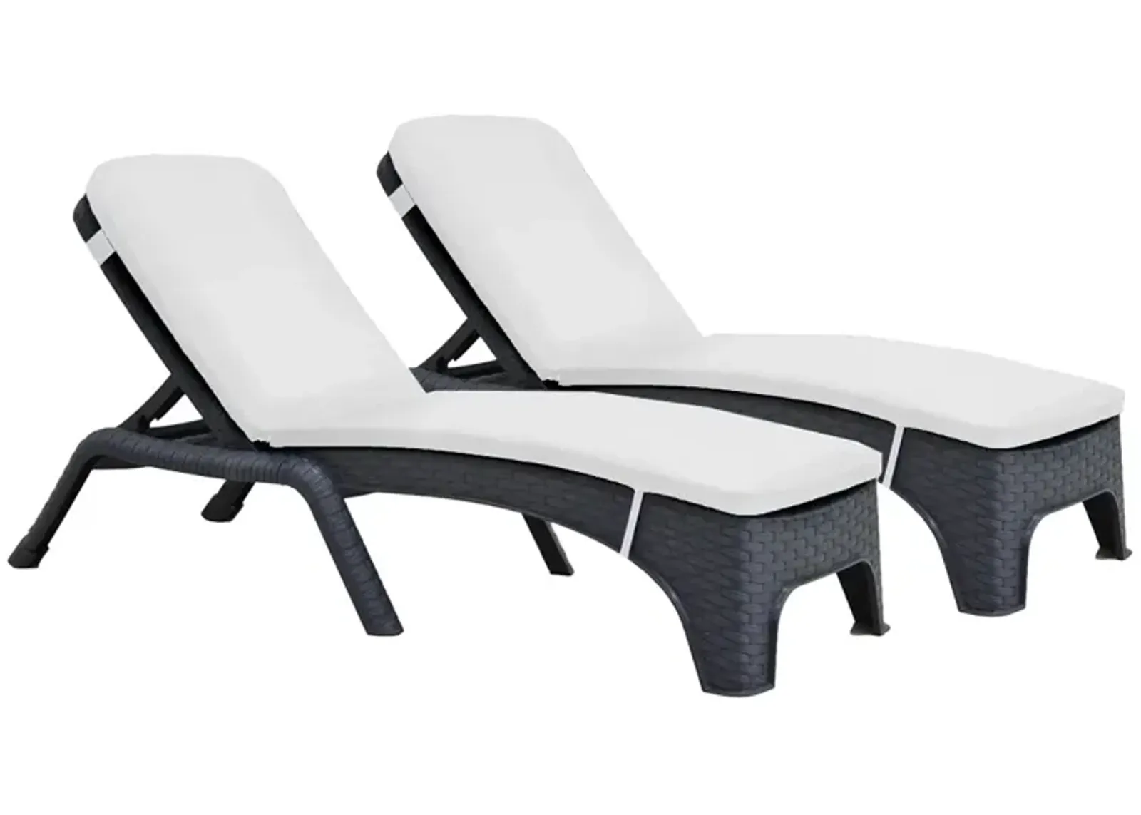 Roma Set of 2 Chaise Lounger w/cushion-Anthracite