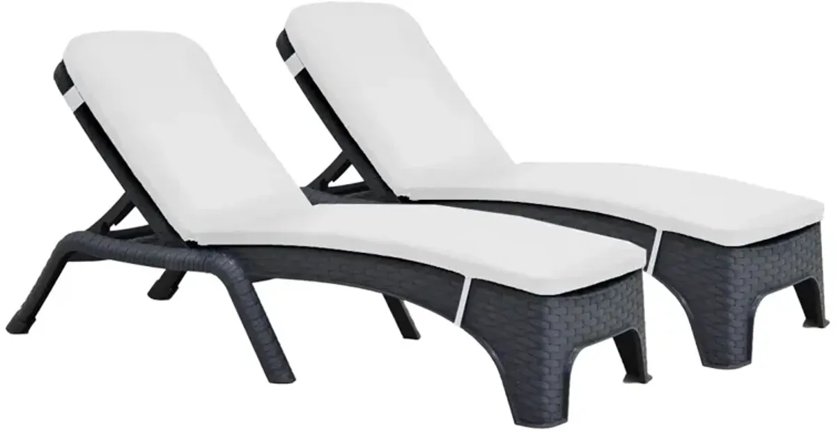 Roma Set of 2 Chaise Lounger w/cushion-Anthracite