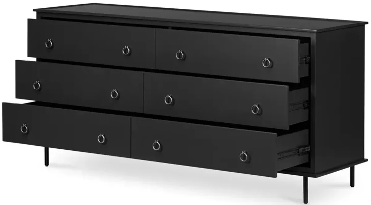 Reagan 6 Drawer Dresser Black