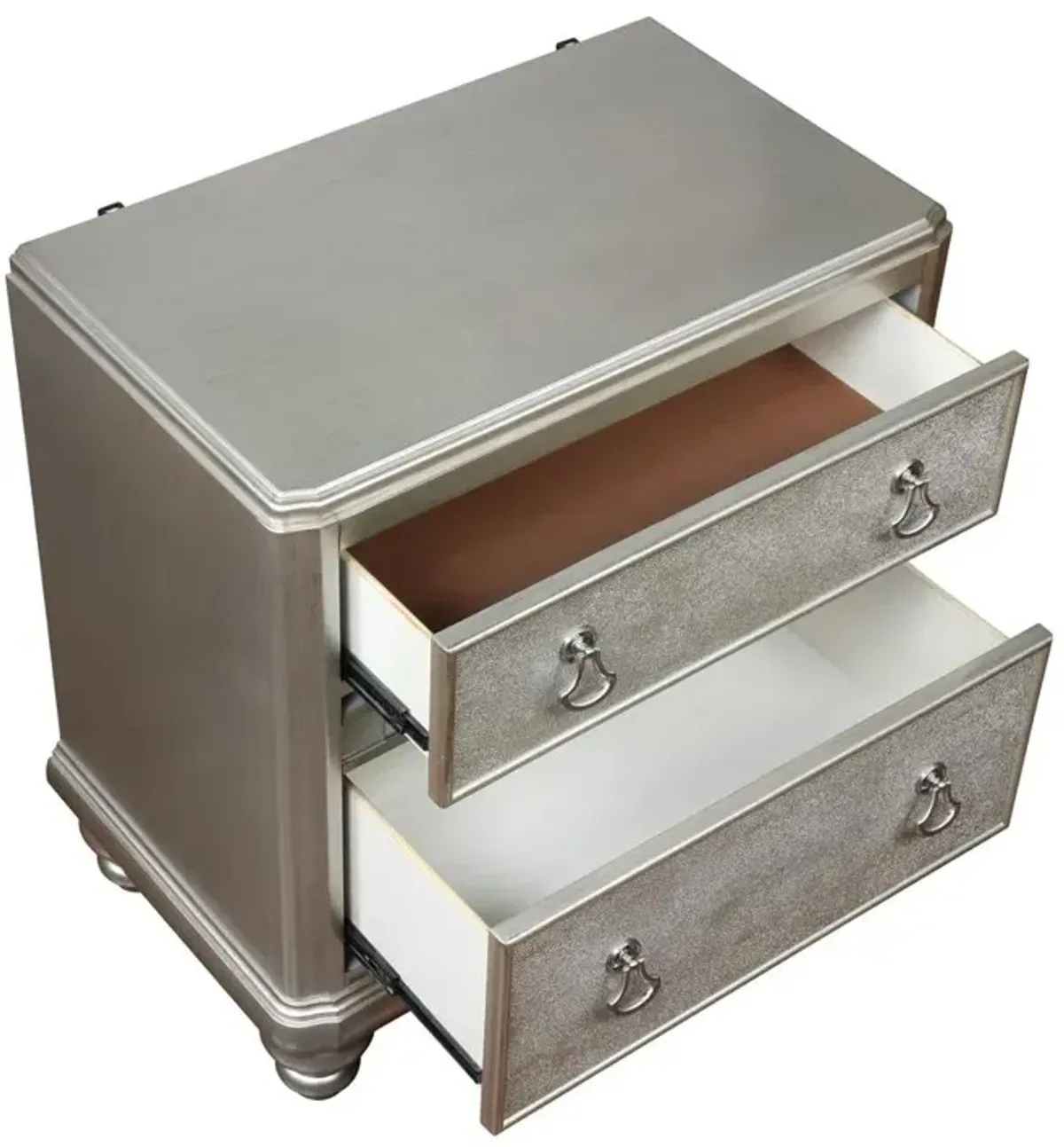 Bling Game 2-drawer Nightstand Metallic Platinum