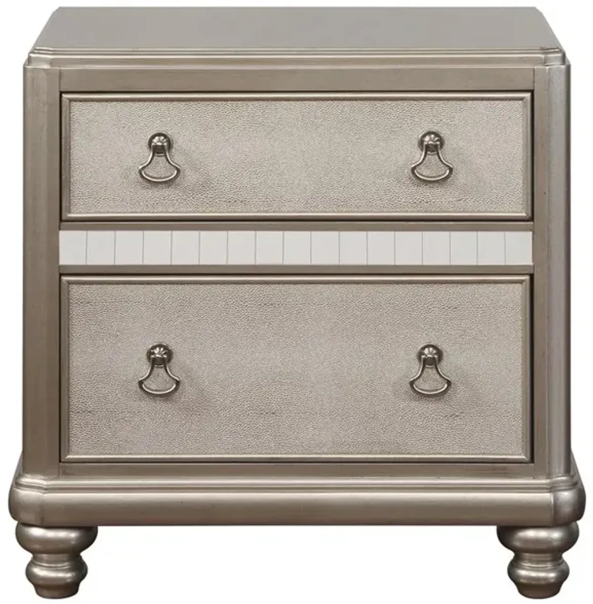 Bling Game 2-drawer Nightstand Metallic Platinum