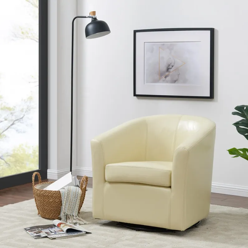 hayden swivel bonded leather accent arm chair, beige