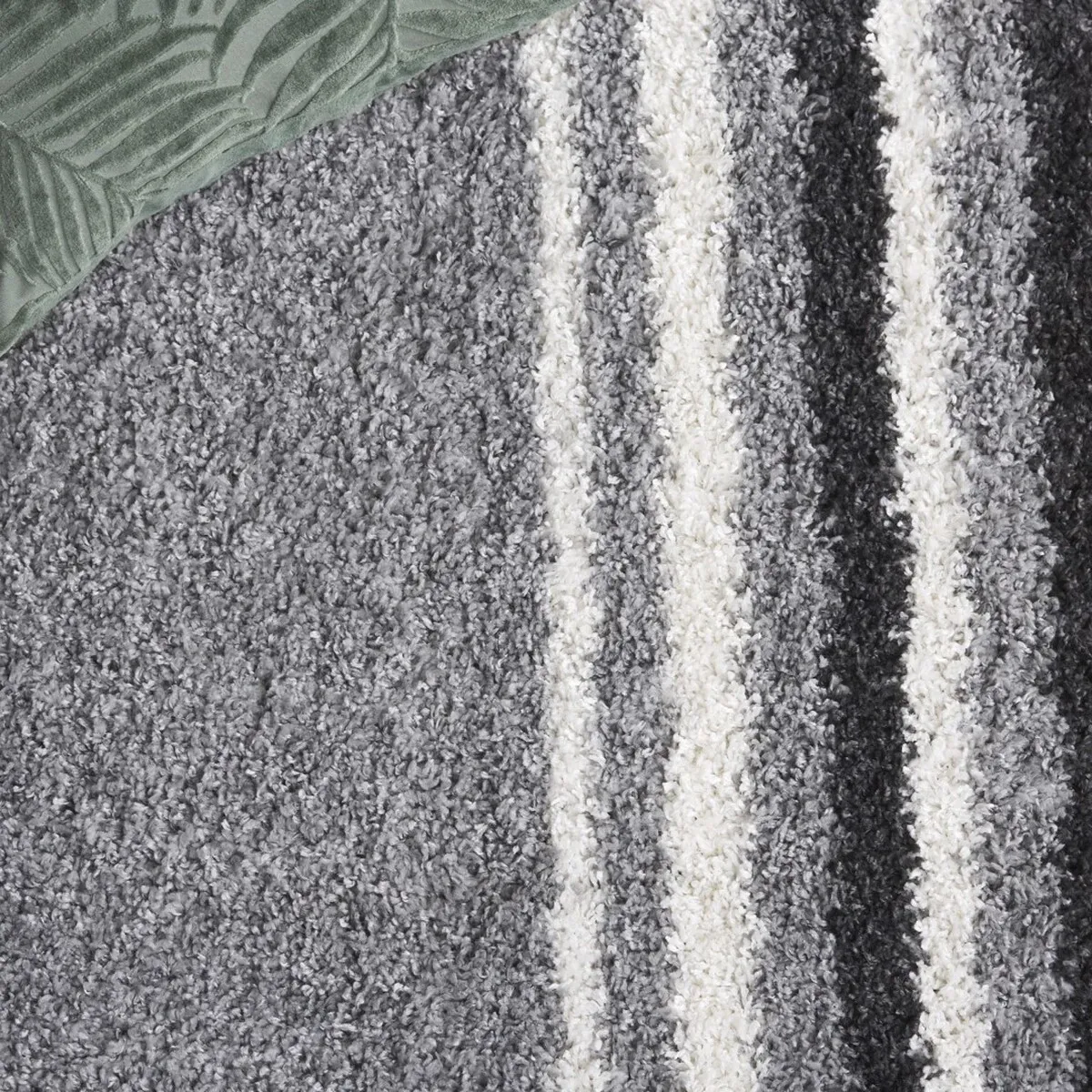 BORDER & STRIPE SHAG 251 Grey 2'-2' X 8' Runner Rug