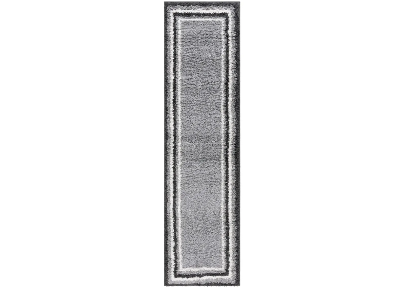 BORDER & STRIPE SHAG 251 Grey 2'-2' X 8' Runner Rug