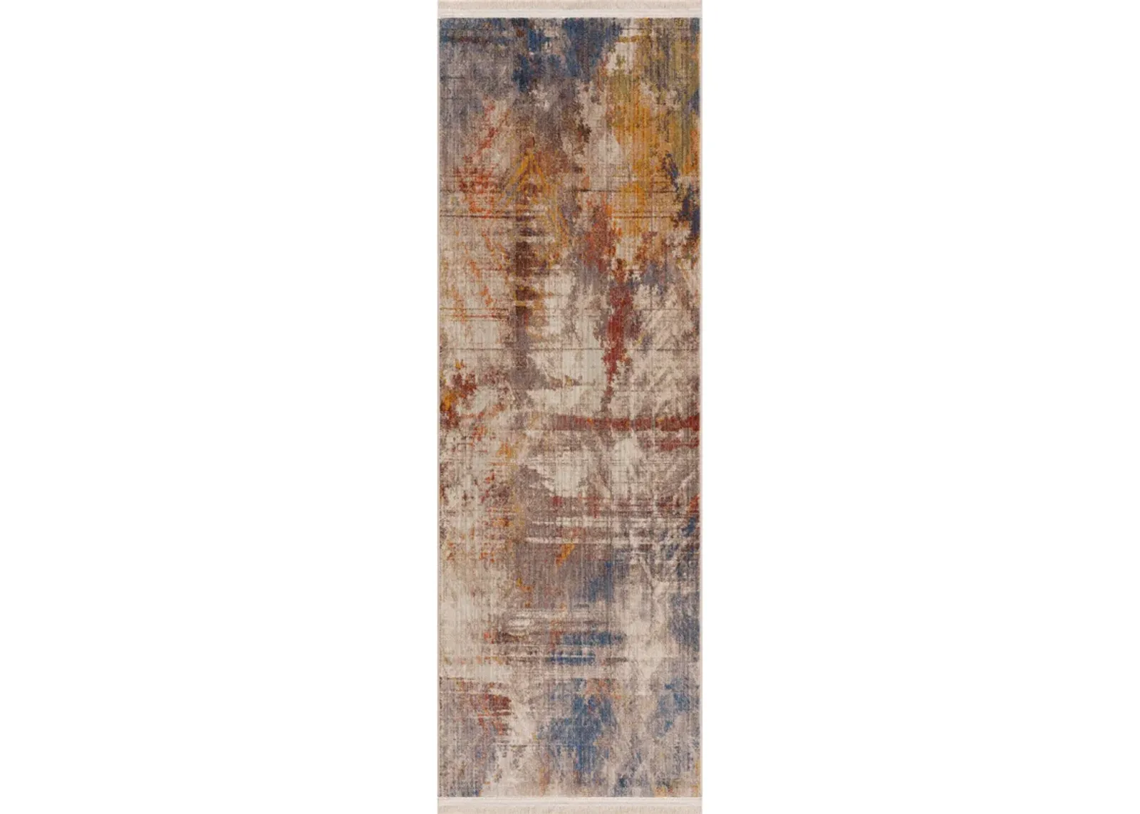 Hana Distressed Geometric Abstract Overlay Runner Rug 2' x 6'