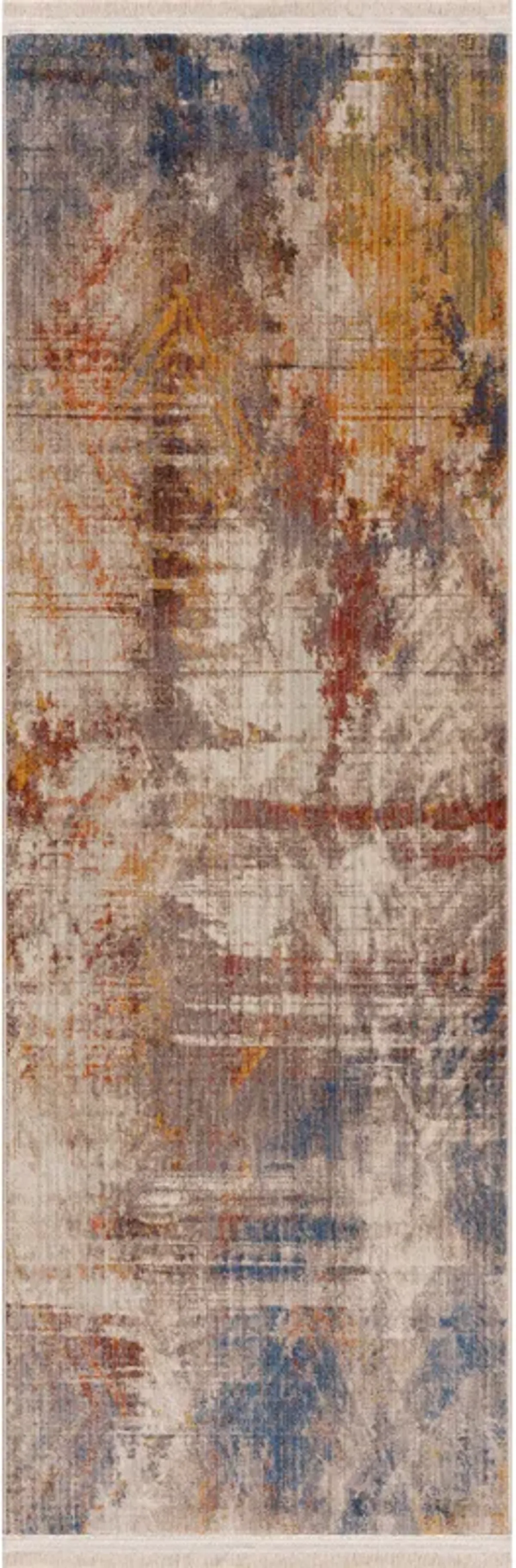 Hana Distressed Geometric Abstract Overlay Runner Rug 2' x 6'