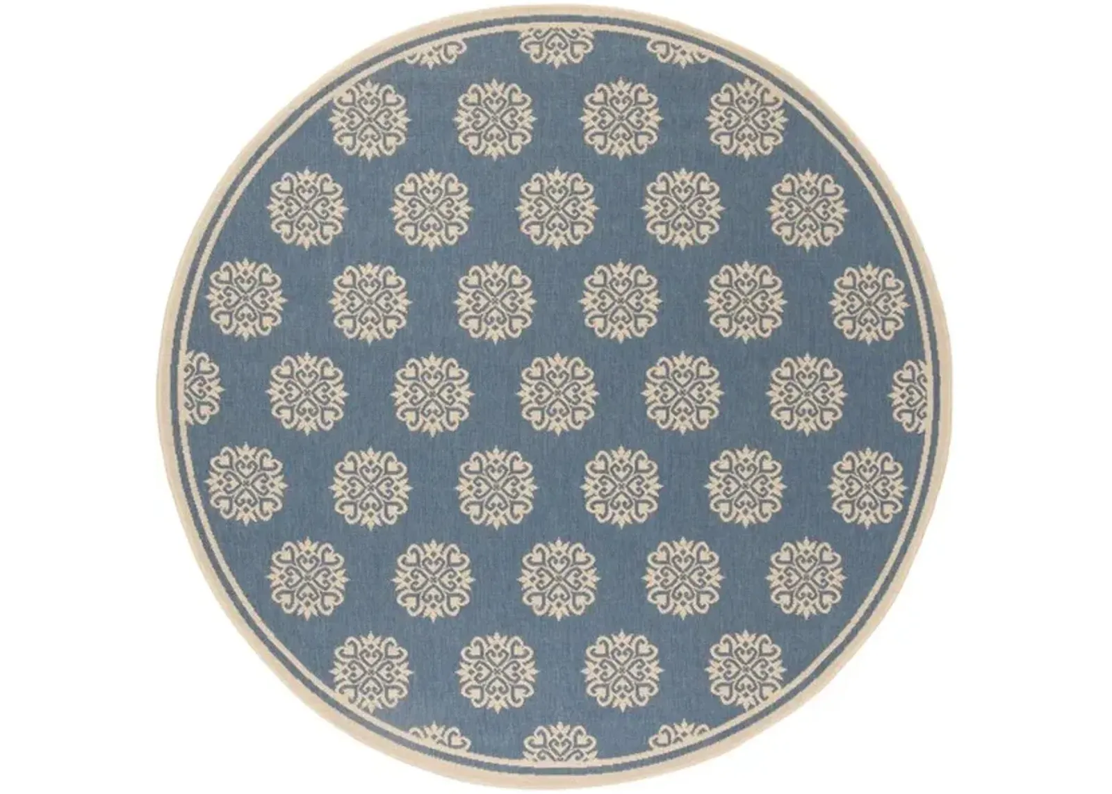 LINDEN 181 Collection LND181N-6R Cream / Blue 6'-7" X 6'-7" Round