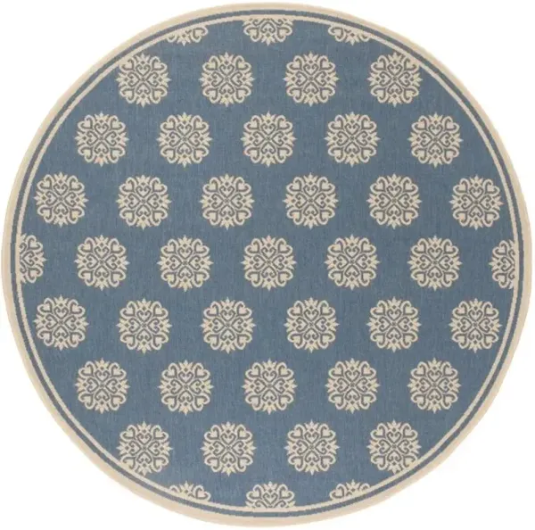 LINDEN 181 Collection LND181N-6R Cream / Blue 6'-7" X 6'-7" Round