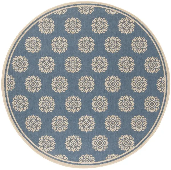 LINDEN 181 Collection LND181N-6R Cream / Blue 6'-7" X 6'-7" Round