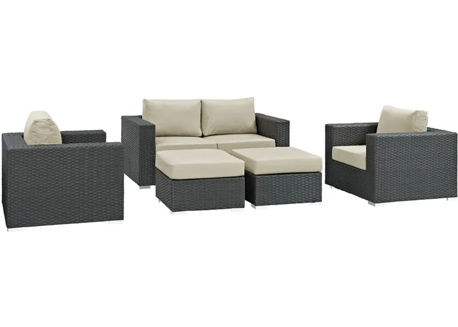 Sojourn 5 Piece Outdoor Patio Sunbrella® Sectional Set